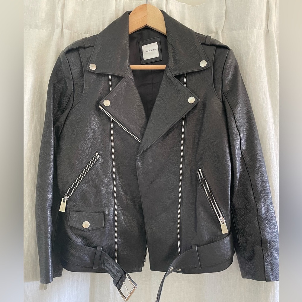 Never worn Anine Bing leather moto biker jacket. Black. 100% leather.